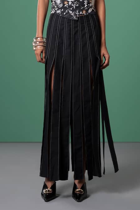 Buy_Advait_Black Polyester, Cotton Shredded Designer Skirt _Online_at_Aza_Fashions