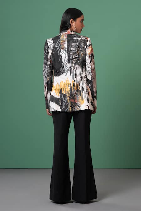 Shop_Advait_Multi Color Satin Embroidery Abstract Blazer _at_Aza_Fashions