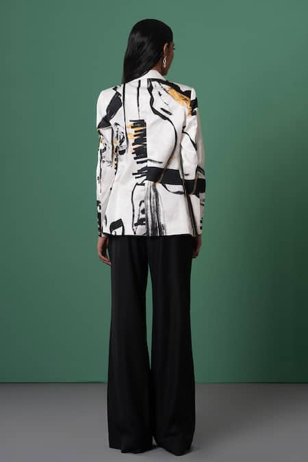 Shop Advait Multi Color Bamboo Embroidery Abstract Print Blazer at Aza Fashions Shop_Advait_Multi Color Bamboo Embroidery Abstract Print Blazer _at_Aza_Fashions