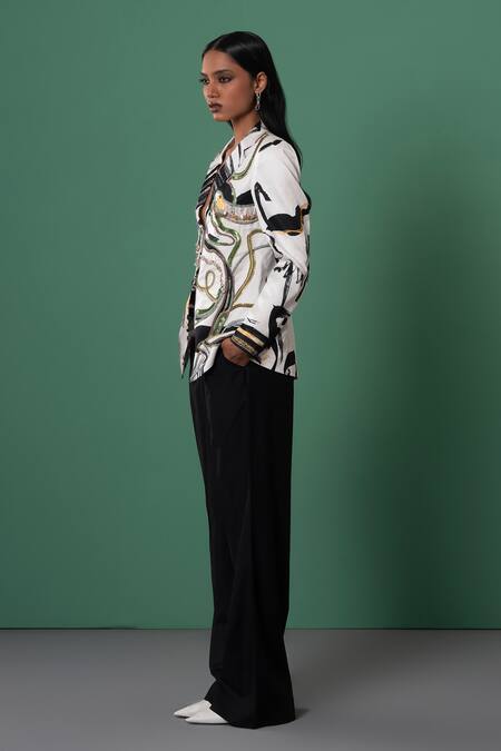 Shop Advait Multi Color Bamboo Embroidery Abstract Print Blazer Online at Aza Fashions Shop_Advait_Multi Color Bamboo Embroidery Abstract Print Blazer _Online_at_Aza_Fashions