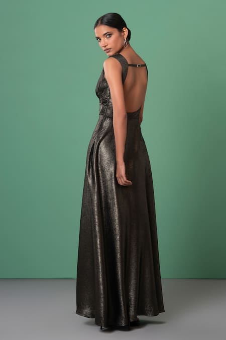 Advait Draped Satin Maxi Dress 