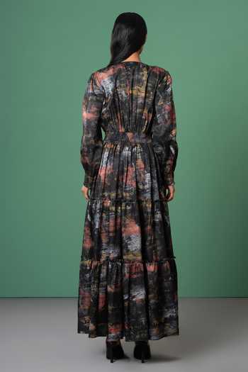 Advait Multi Color Abstract Print Maxi Dress 