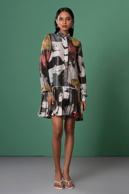 Advait Multi Color Abstract Print Shirt Dress 