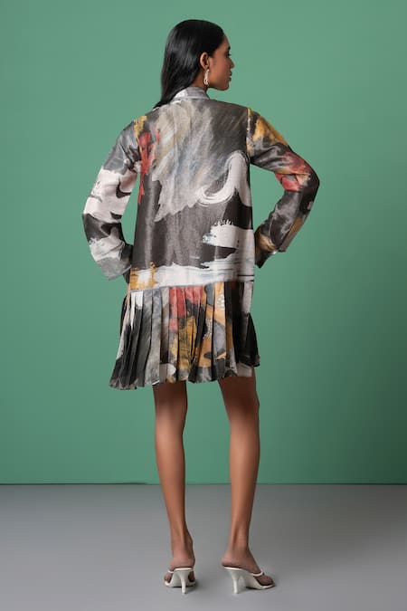 Advait Multi Color Abstract Print Shirt Dress 
