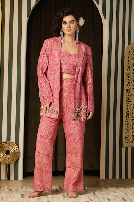 Soniya G Floral Mandala Pattern Jacket Pant Set 