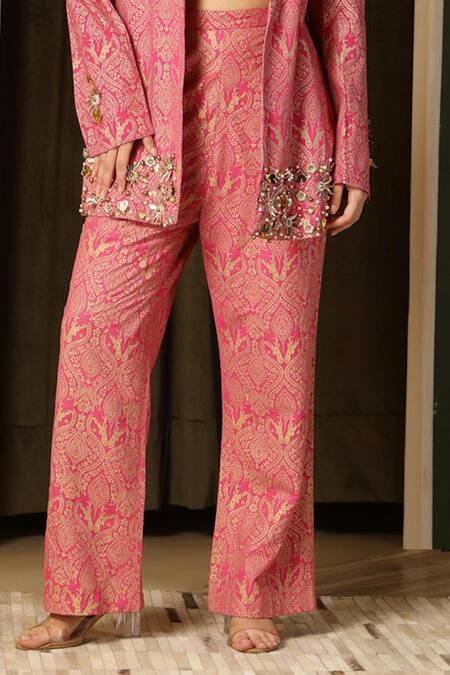 Buy Soniya G Pink Georgette Beads, Embroidery Open Floral Mandala Pattern Jacket Pant Set Online at Aza Fashions Buy_Soniya G_Pink Georgette Beads, Embroidery Open Floral Mandala Pattern Jacket Pant Set _Online_at_Aza_Fashions