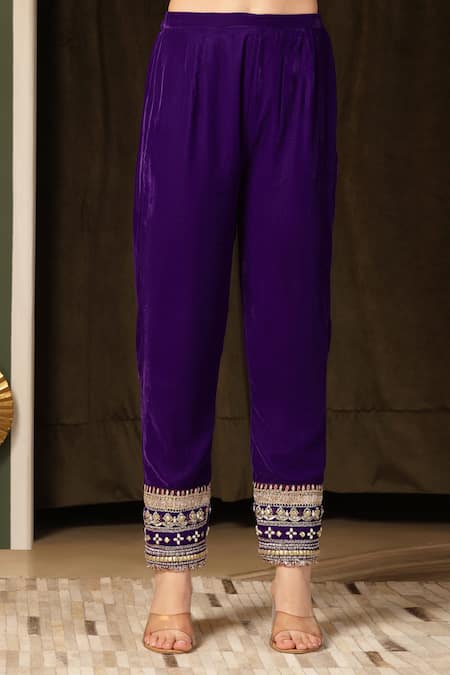 Buy Soniya G Purple Silk Embroidery, Tassels Keyhole Neck Paisley Kurta Set Buy_Soniya G_Purple Silk Embroidery, Tassels Keyhole Neck Paisley Kurta Set