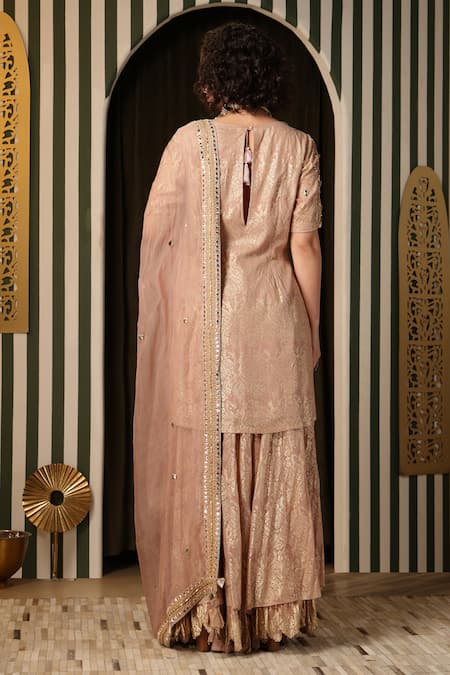 Soniya G Floral Baroque Embroidered Kurta Gharara Set 