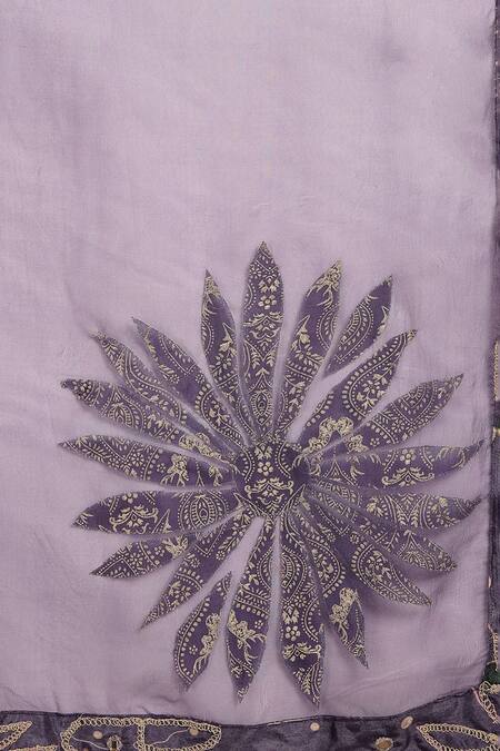 Soniya G_Purple Organza, Chanderi Silk Beads, Floral Dori Embellished Lehenga Set _at_Aza_Fashions