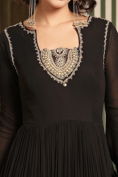 Buy_Soniya G_Black Organza, Georgette Embroidery, Chikankari Anarkali Set With Dupatta _Online_at_Aza_Fashions
