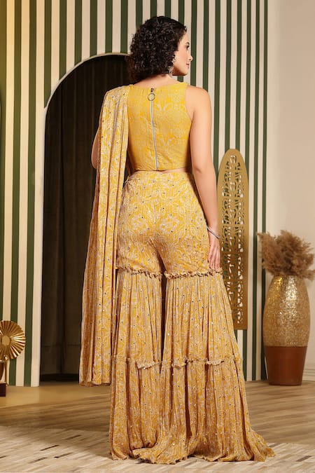 Soniya G Bandhej Print Pre-Draped Gharara Saree 