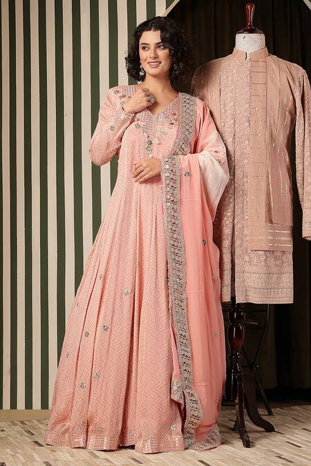 Soniya G Pink Georgette Sequins, Embroidery, Metallic Bandhej Embellished Anarkali Set at Aza Fashions Soniya G_Pink Georgette Sequins, Embroidery, Metallic Bandhej Embellished Anarkali Set _at_Aza_Fashions