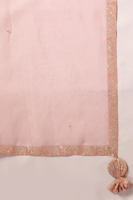Shop_Soniya G_Pink Georgette Zari, Embroidery, Metallic Chikankari Floral Kurta Gharara Set 