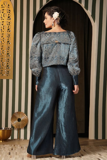 Soniya G Floral Woven Jacket Palazzo Set 