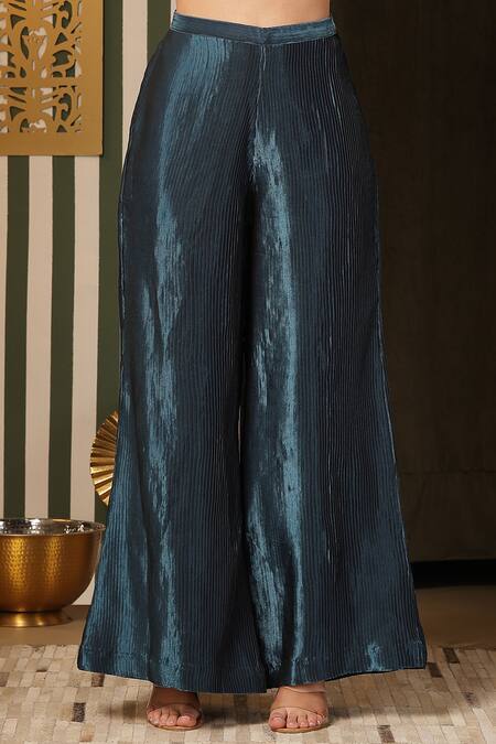 Soniya G Green Velvet, Silk Foil Printing, Embroidery Floral Woven Jacket Palazzo Set Online at Aza Fashions Soniya G_Green Velvet, Silk Foil Printing, Embroidery Floral Woven Jacket Palazzo Set _Online_at_Aza_Fashions