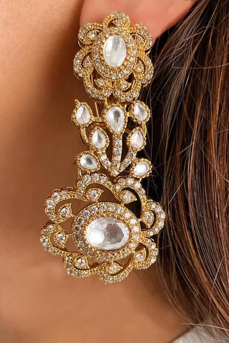 PRERTO Floral Polki & Diamond Stone Necklace Set 