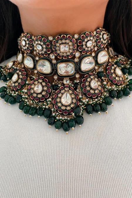 PRERTO Asika Polki Embellished Choker Set