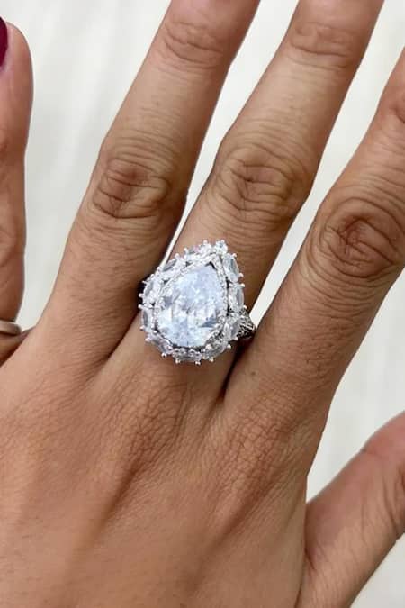 PRERTO_Silver Plated Imitation Diamonds 5-layer Diamante Necklace Set_Online_at_Aza_Fashions