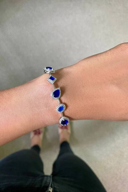 PRERTO Blue Stones, Diamonds Sapphire Cairn Diamante Set Online at Aza Fashions PRERTO_Blue Stones, Diamonds Sapphire Cairn Diamante Set _Online_at_Aza_Fashions