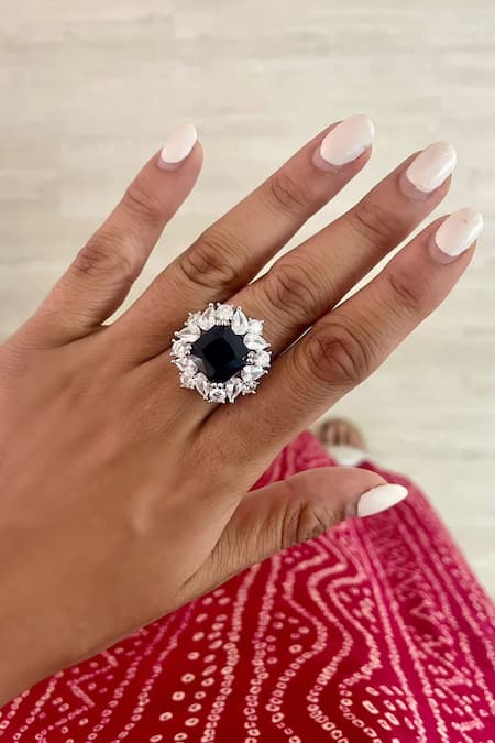 Buy PRERTO Blue Diamonds, Smocking Sapphire Diamante Jewellery Set Online at Aza Fashions Buy_PRERTO_Blue Diamonds, Smocking Sapphire Diamante Jewellery Set_Online_at_Aza_Fashions