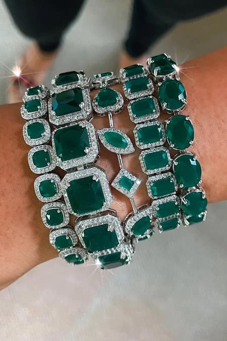 Prerto Maharani Emerald Bracelet Stack - Set of 5 