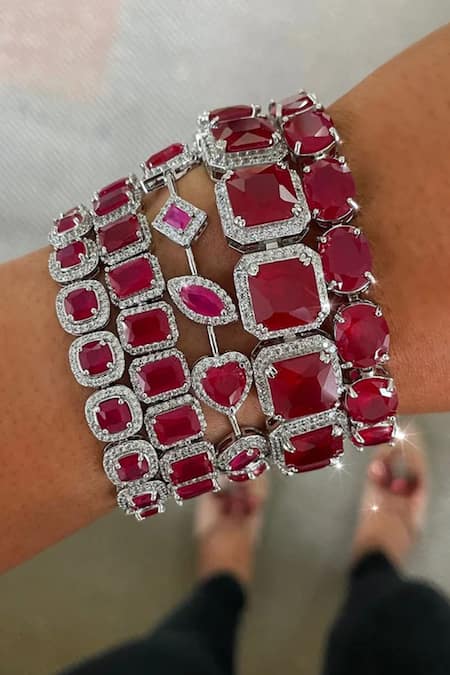 Prerto Maharani Ruby Bracelet Stack - Set of 5 