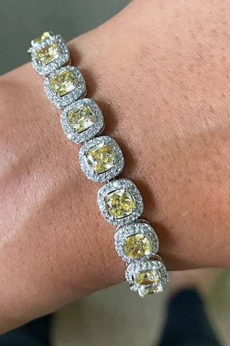 Prerto Cushion Citrine Diamante Bracelet 