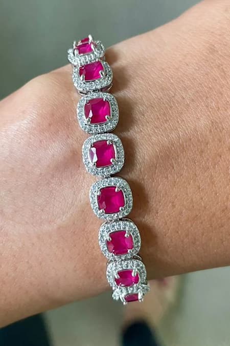 Prerto Cushion Ruby Diamante Bracelet 