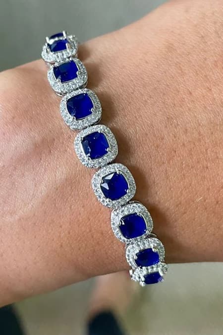 Prerto Cushion Sapphire Diamante Bracelet 