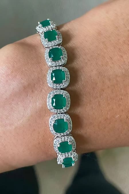 Prerto Cushion Emerald Diamante Bracelet 