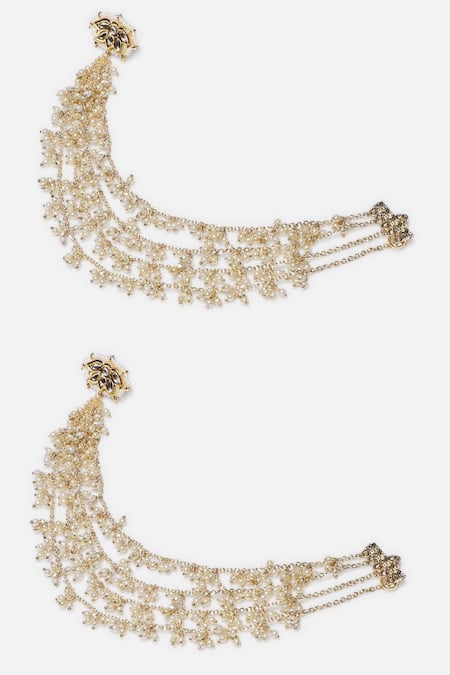 Dugran By Dugristyle Kundan Embellished Earchains Set Of 2