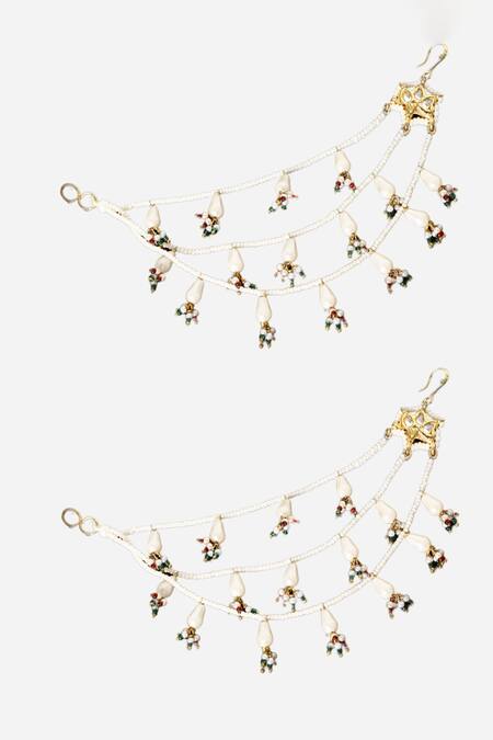 Buy Dugran By Dugristyle Gold Plated Pearls, Stones Kundan Embellished Earchains Set Of 2 Online at Aza Fashions Buy_Dugran By Dugristyle_Gold Plated Pearls, Stones Kundan Embellished Earchains Set Of 2 _Online_at_Aza_Fashions