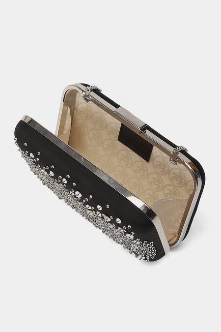 Shop_Ritu Kumar_Black Crystals, Sequins Clutch_Online_at_Aza_Fashions