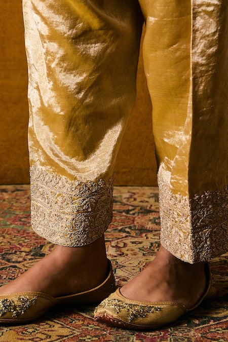 Shop Sue Mue Green Silk, Velvet, Cotton Embroidery Collared Floral Olive Anarkali Set Online at Aza Fashions Shop_Sue Mue_Green Silk, Velvet, Cotton Embroidery Collared Floral Olive Anarkali Set _Online_at_Aza_Fashions