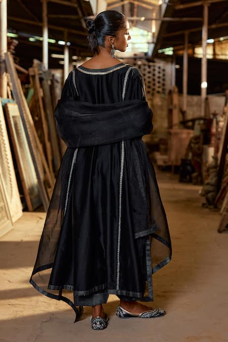 Karishma Khanduja Bareilly Black Placement Embroidered Anarkali Set 