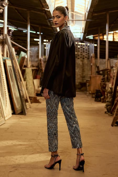 Karishma Khanduja Bareilly Geometric Cutdana Embroidered Jacket Pant Set 