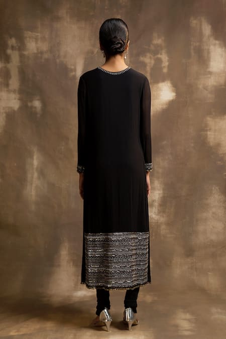 Karishma Khanduja Bareilly Tribal Embroidered Black Kurta Churidar Set 