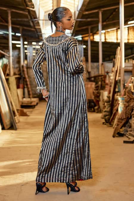 Karishma Khanduja Bareilly Geometric Sequin Stripe Kaftan Set 