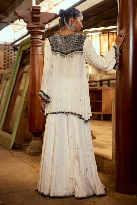 Karishma Khanduja Bareilly Tribal Embroidered Yoke Kurta & Gharara 