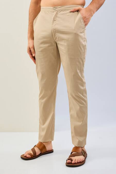 Rabani & Rakha Beige Mohair, Cotton, Silk Embroidery Paisley Thread Kurta Set at Aza Fashions Rabani & Rakha_Beige Mohair, Cotton, Silk Embroidery Paisley Thread Kurta Set _at_Aza_Fashions