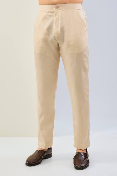 Rabani & Rakha Cream Georgette, Cotton, Silk Embroidery Thread Kurta And Pant Set Online at Aza Fashions Rabani & Rakha_Cream Georgette, Cotton, Silk Embroidery Thread Kurta And Pant Set _Online_at_Aza_Fashions