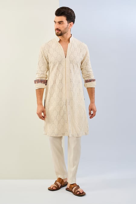 Rabani & Rakha Leaf Thread Embroidered Kurta With Pant 