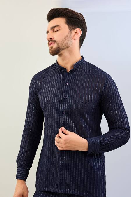 Buy Rabani & Rakha Blue Georgette Sequins, Embroidery Shirt And Pant Set Online at Aza Fashions Buy_Rabani & Rakha_Blue Georgette Sequins, Embroidery Shirt And Pant Set _Online_at_Aza_Fashions