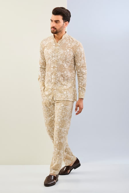 Rabani & Rakha Floral Vine Embroidered Shirt With Pant 