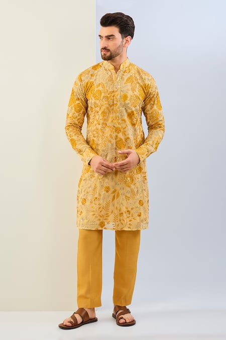 Rabani & Rakha Floral Sequin Embroidered Kurta With Pant 