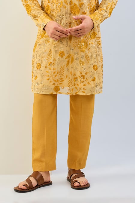 Buy Rabani & Rakha Yellow Georgette, Cotton, Silk Embroidery Floral Sequin Kurta Set Online at Aza Fashions Buy_Rabani & Rakha_Yellow Georgette, Cotton, Silk Embroidery Floral Sequin Kurta Set _Online_at_Aza_Fashions