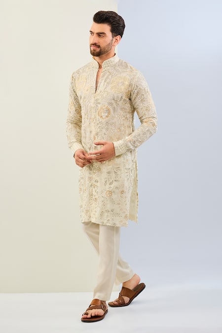 Rabani & Rakha Botanical Embroidered Straight Kurta With Pant 