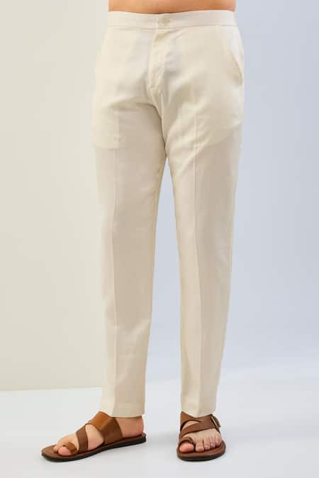 Rabani & Rakha Off White Georgette, Cotton, Silk Embroidery Botanical Kurta Set Online at Aza Fashions Rabani & Rakha_Off White Georgette, Cotton, Silk Embroidery Botanical Kurta Set _Online_at_Aza_Fashions