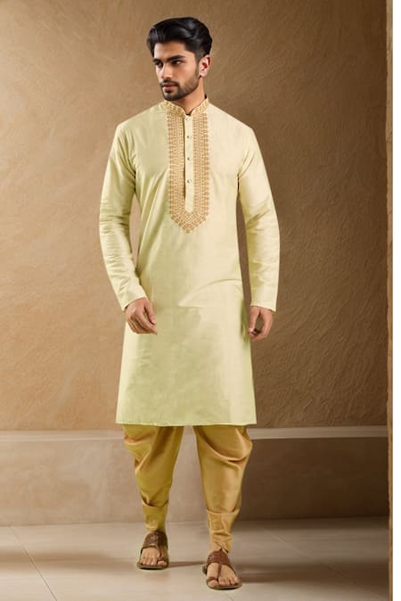Arihant Rai Sinha Beige Silk Embroidery Geometric Kurta Set 