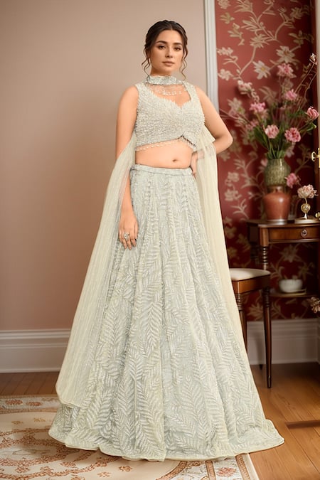 Kalighata Kashfi Bling Hand Embroidered Lehenga Set 